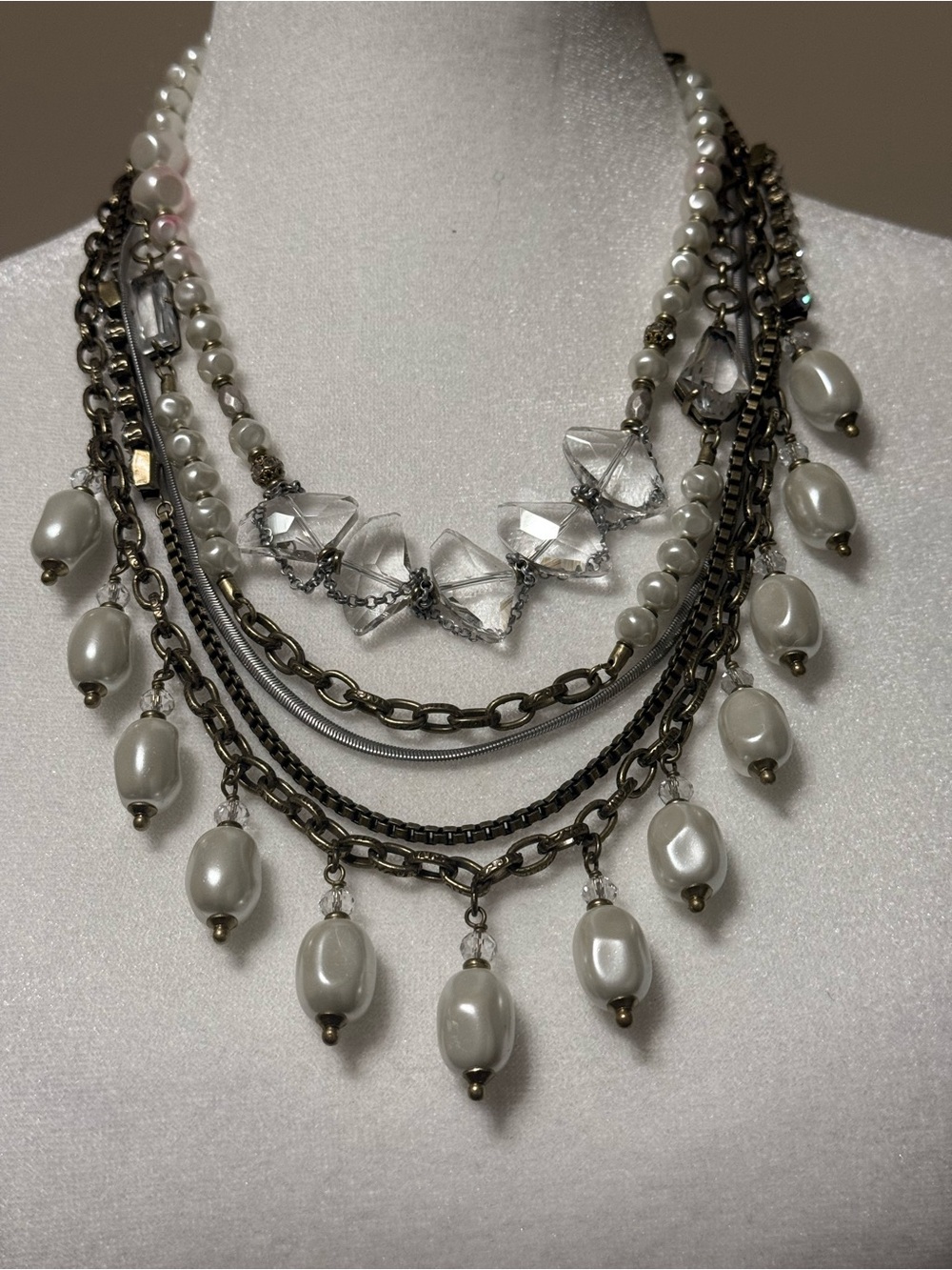 Silpada White Pearl & Crystal Multi-Strand Necklace